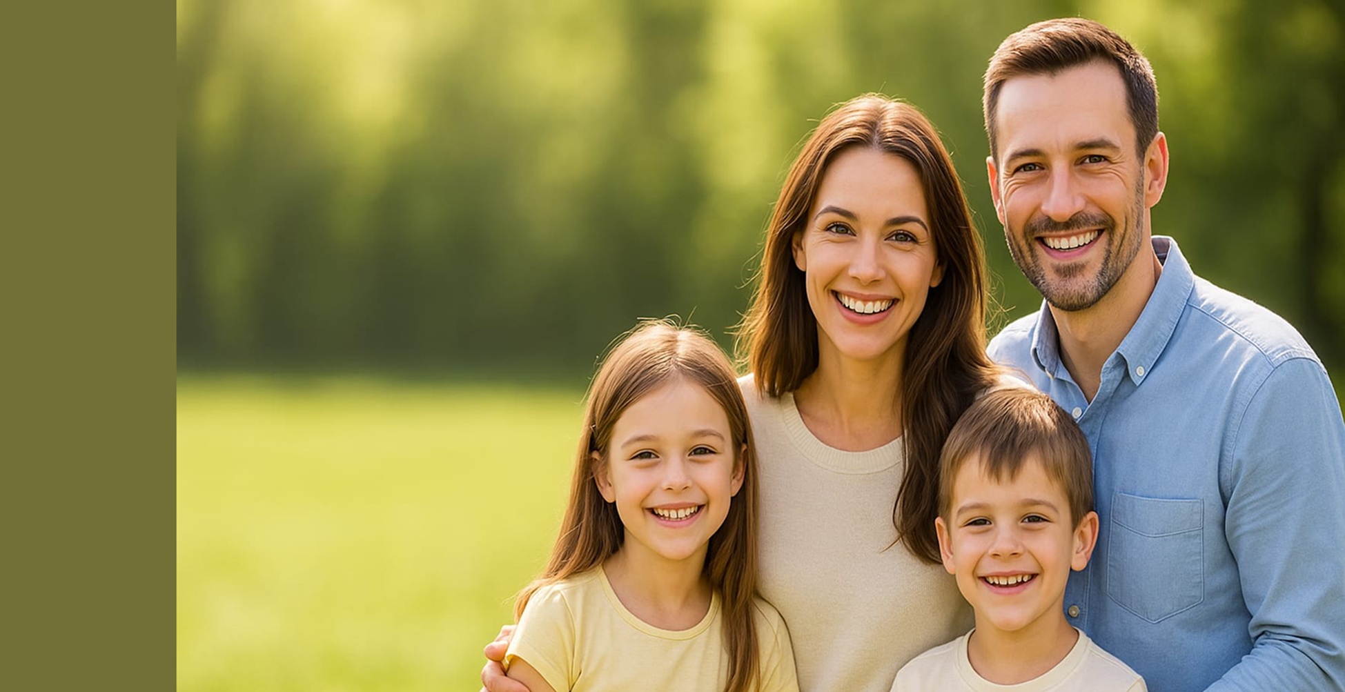 Familia feliz con su plan de salud ideal.